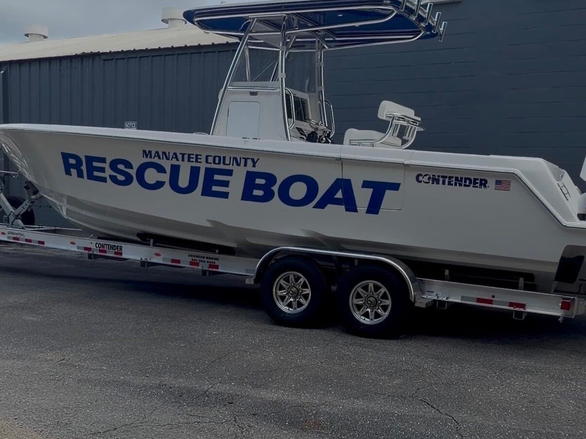 Manatee County Rescue Boat lettering and graphics by ATD Suncoast