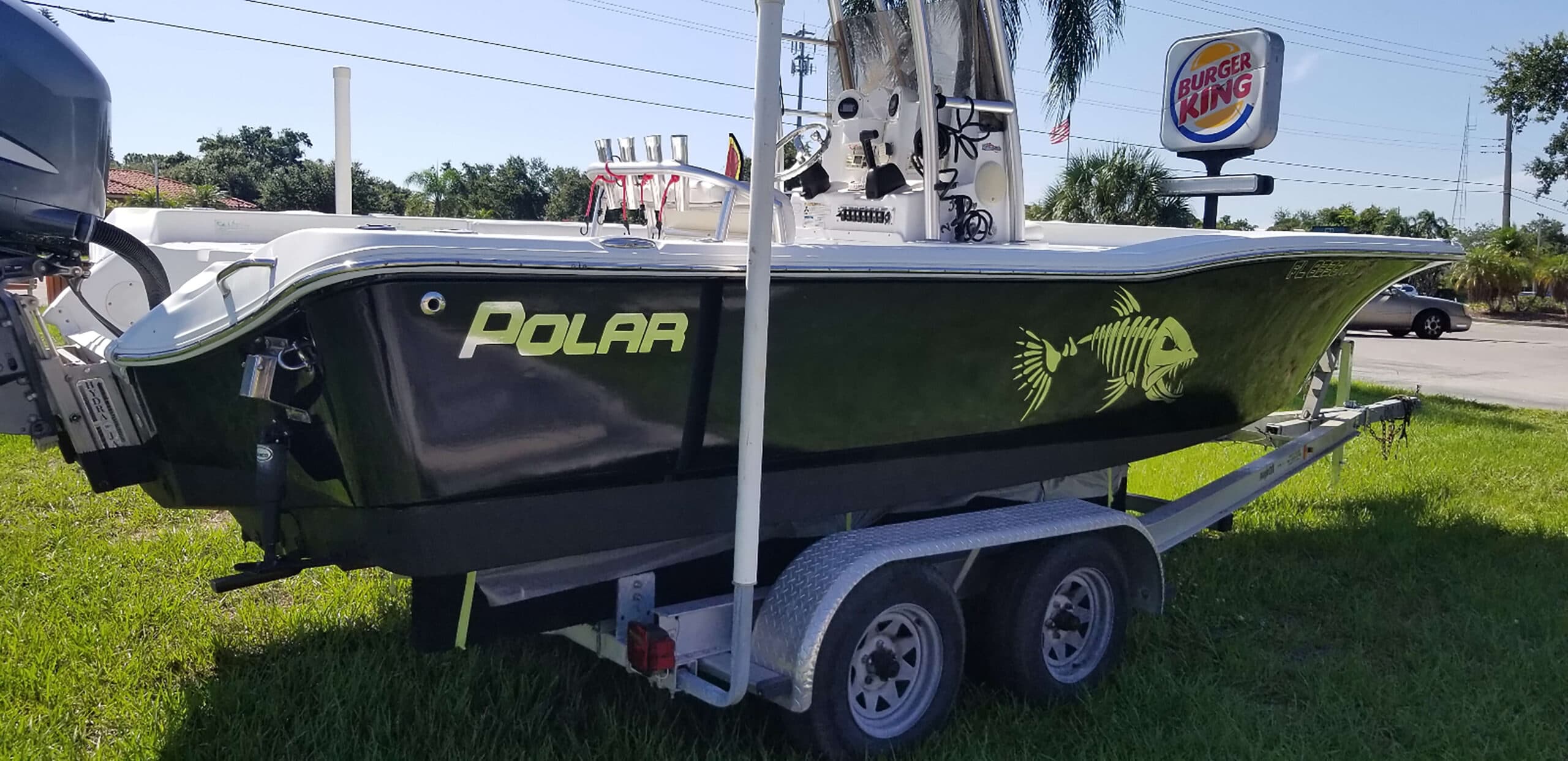 Custom boat graphics transom design by Auto Trim Design Bradenton