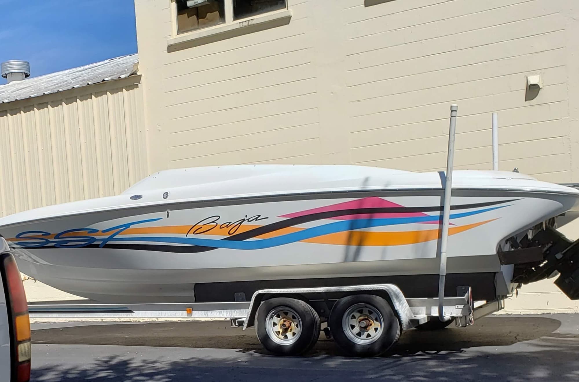 Baja SSI speedboat with custom stripe graphics by ATD