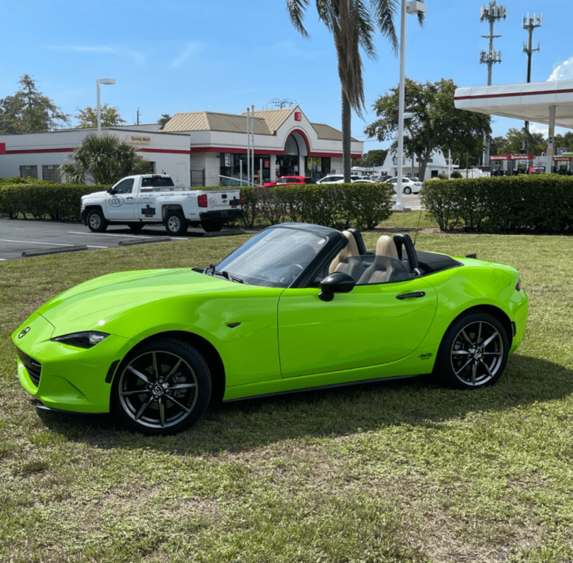 Lime green Mazda Miata color change wrap by ATD Suncoast