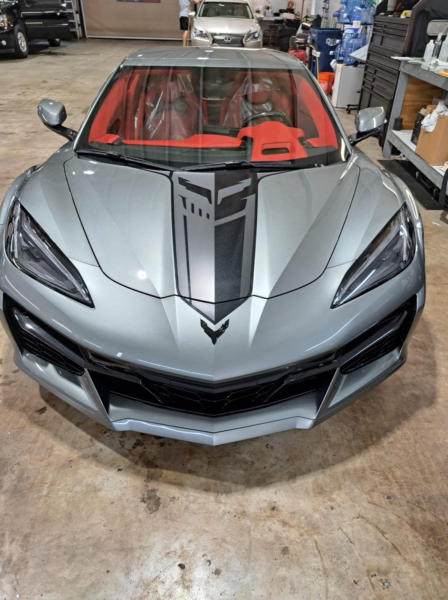 Corvette C8 with custom hood graphics by Auto Trim Design